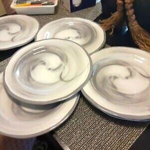 BeBe plates set of 10 shiney gray smoke look dishwasher safe never used